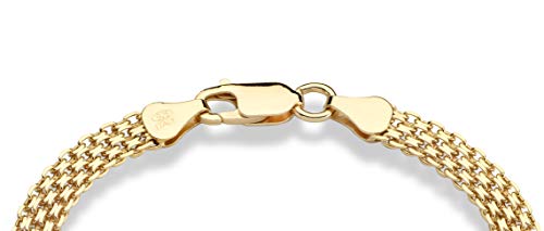 Miabella 18K Gold Plated 925 Sterling Silver Italian 6mm Solid Bismark Mesh Link Chain Bracelet for Women, 925 Made in Italy (Length 7 Inches) - Image 2