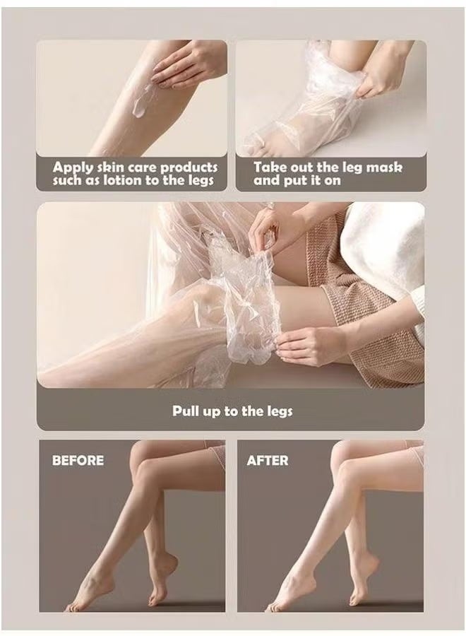 Guagua 10PCS Disposable Leg Foot Covers, PE Plastic Film for Leg & Foot Mask, Waterproof Transparent Skin Care Sleeves for Men & Women, Home Salon Use - Image 4