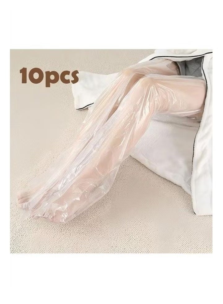Guagua 10PCS Disposable Leg Foot Covers, PE Plastic Film for Leg & Foot Mask, Waterproof Transparent Skin Care Sleeves for Men & Women, Home Salon Use - Image 1