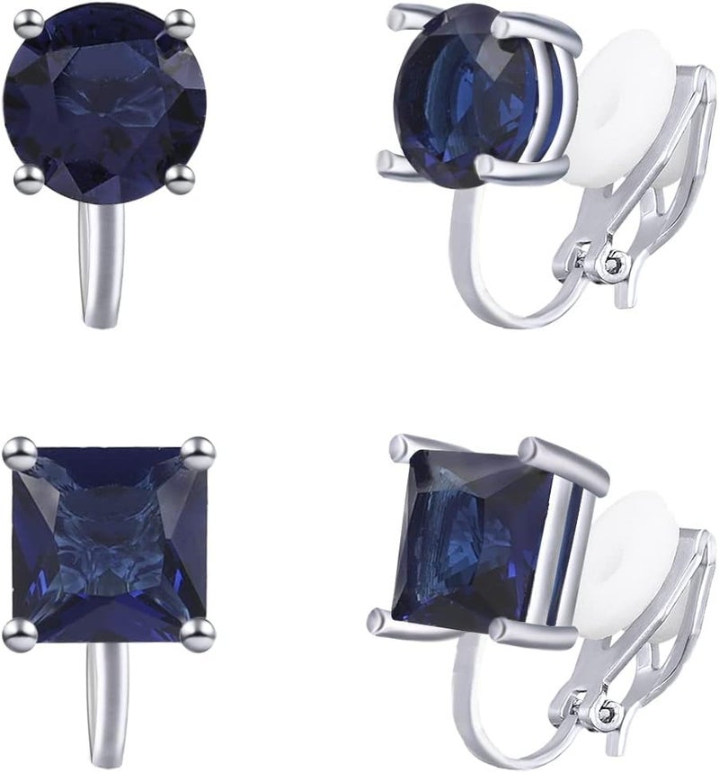 YOQUCOL 2 Pairs 8MM Cubic Zirconia Crystal Clip On Stud Earrings Non Pierced Stud Earrings For Women - Image 1