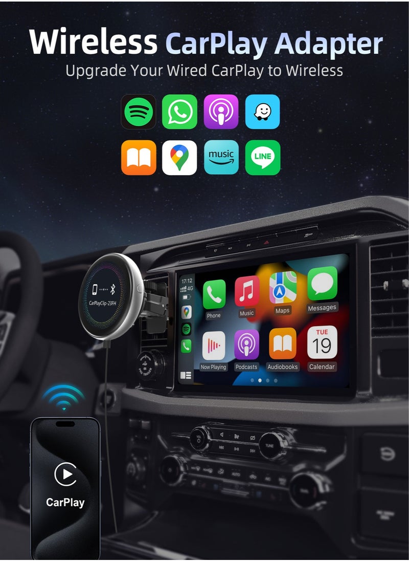 Ottocast - Wireless CarPlay Adapter with 1.6-Inch Screen, Wired to Wireless CarPlay Converter Compatible with Android & iOS, Multifunctional Display for Car Frame & Music Cover, Stable and Easy Connection, Fits 99% of Cars ﻿ ﻿ - Image 1