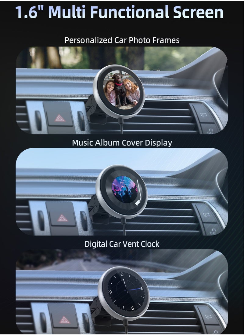 Ottocast - Wireless CarPlay Adapter with 1.6-Inch Screen, Wired to Wireless CarPlay Converter Compatible with Android & iOS, Multifunctional Display for Car Frame & Music Cover, Stable and Easy Connection, Fits 99% of Cars ﻿ ﻿ - Image 1