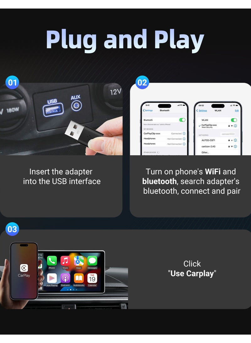 Ottocast - Wireless CarPlay Adapter with 1.6-Inch Screen, Wired to Wireless CarPlay Converter Compatible with Android & iOS, Multifunctional Display for Car Frame & Music Cover, Stable and Easy Connection, Fits 99% of Cars ﻿ ﻿ - Image 1
