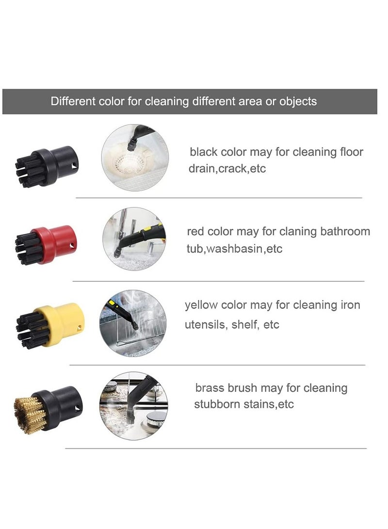 VIUAUAX 5-Piece Steam Cleaner Round Brush Set Multicolour.Suitable for Karcher  Steam Accessories， Rubs Mop Steam Accessories Small Round Brush ，Brass Brush. - Image 4