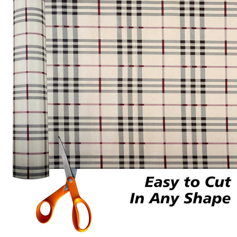 Kuber Industries Shelf Liner PVC Kitchen Liners for Cabinets and Drawers Drawer Liner Mat CheckDesign Shelf Liner Cabinet Mat 5 MTR Pack of 2 Cream - Image 2