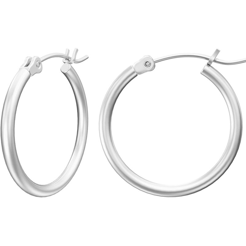 Gacimy Small Sterling Silvertone Hoop Earrings for Women, 14K White Gold Plated Hoops with 925 Sterling Silvertone Post, 14K White Gold Plated 20mm Medium Earrings for Women - Image 1