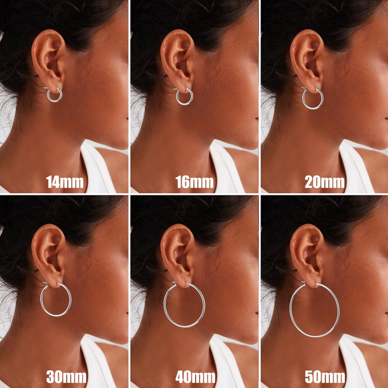 Gacimy Small Sterling Silvertone Hoop Earrings for Women, 14K White Gold Plated Hoops with 925 Sterling Silvertone Post, 14K White Gold Plated 20mm Medium Earrings for Women - Image 5