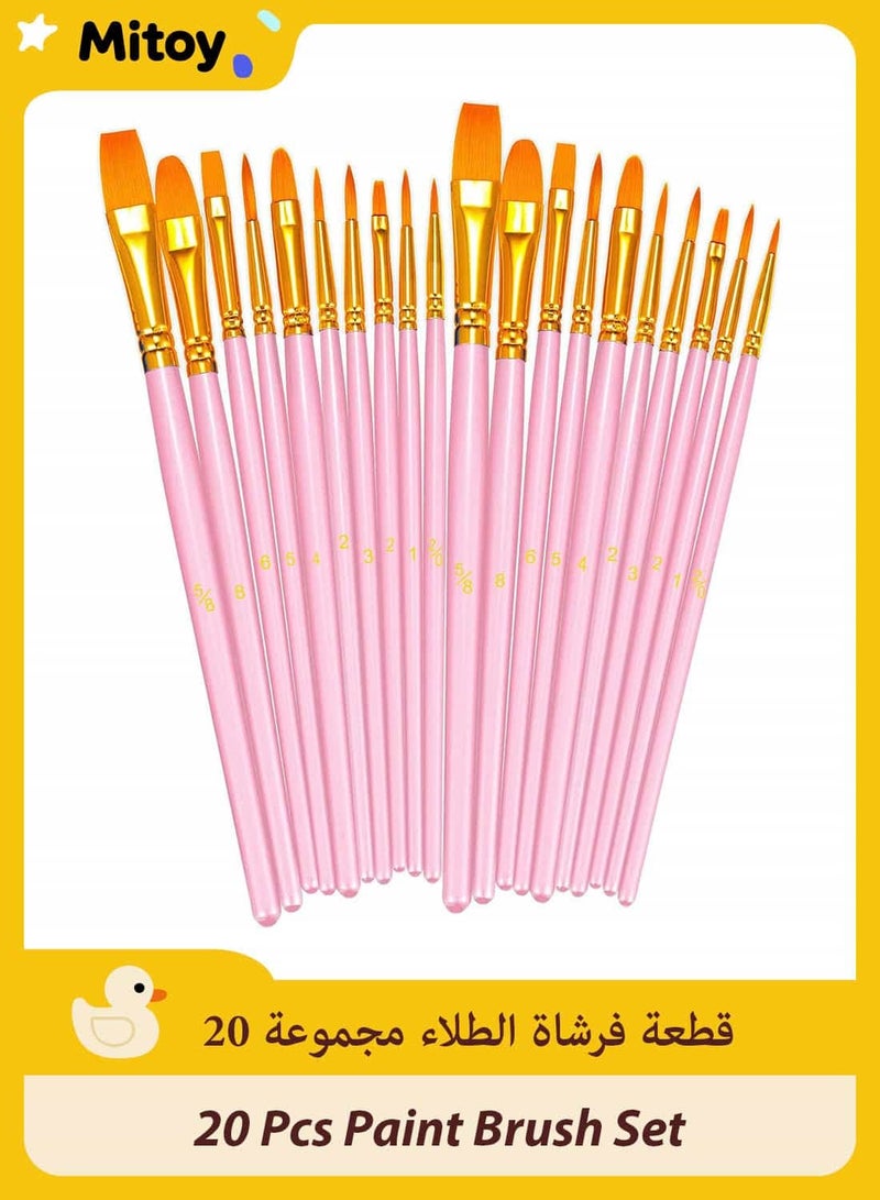 Mitoy 20 Pcs Paint Brush Set, Nylon Acrylic Paint Brushes - Image 1