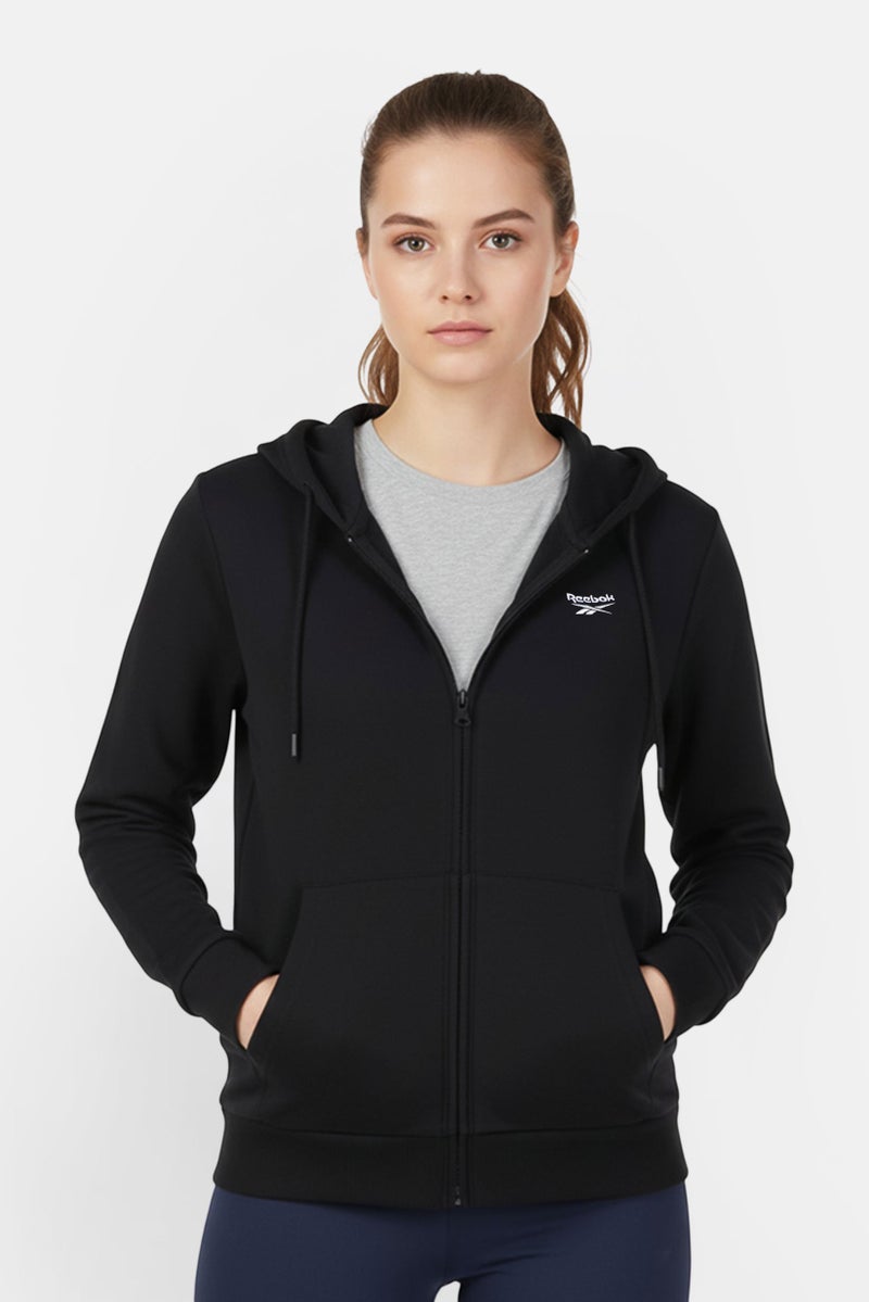 Reebok Women Plus Size Long Sleeve Outdoor Hoodie, Black - Image 1