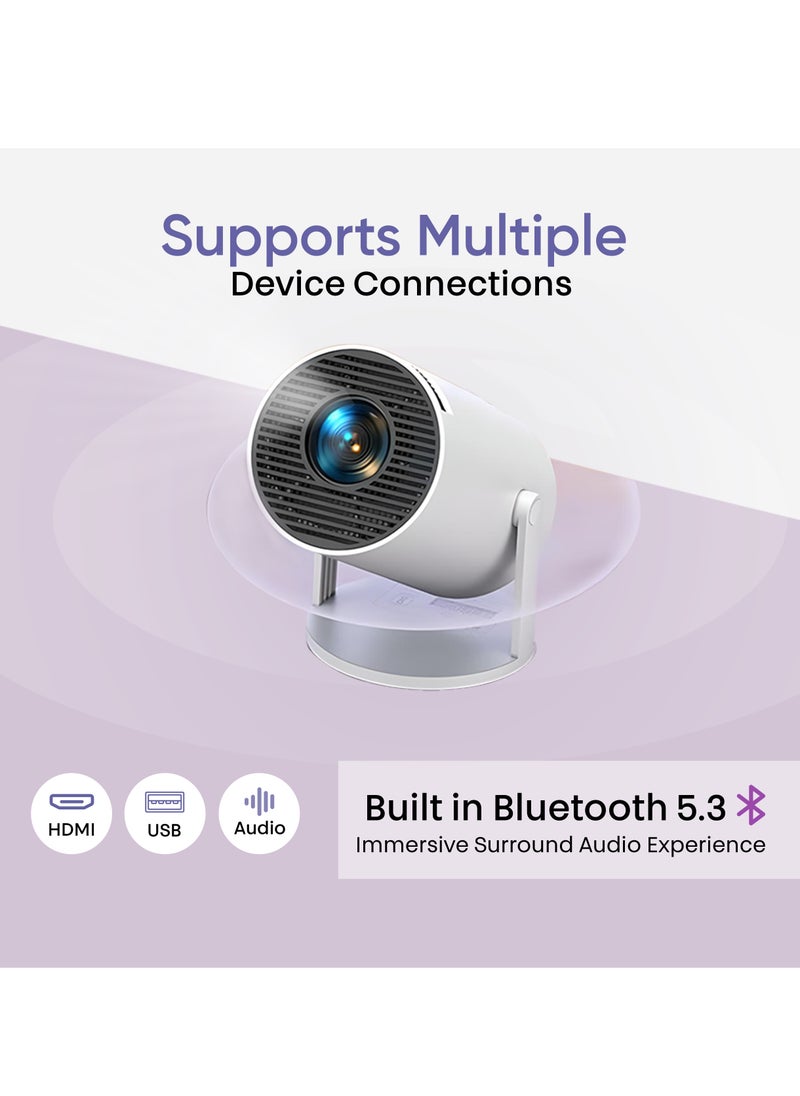 iCruze - iCruze PixelStream Smart Projector - 720p HD, 4500 Lumens, Android 12, Wi-Fi, Bluetooth, HDMI, USB - Portable Mini Home Theater Projector with 200” Screen Size Support - Image 1