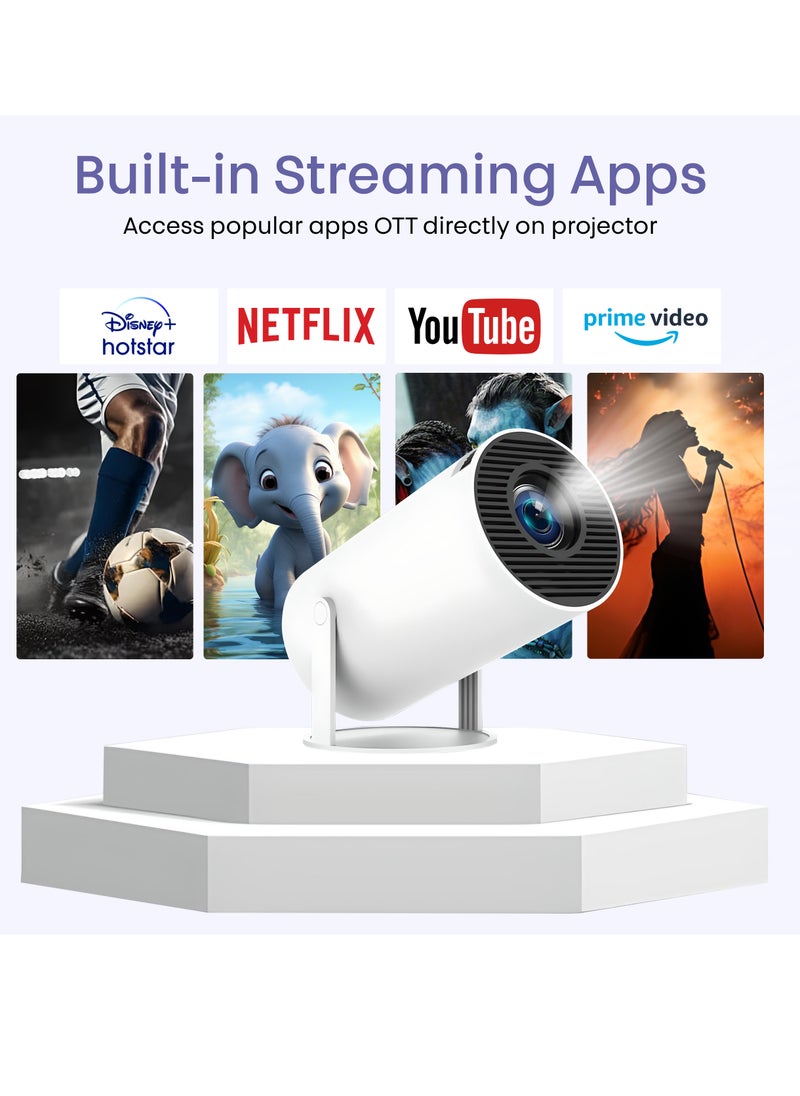 iCruze - iCruze PixelStream Smart Projector - 720p HD, 4500 Lumens, Android 12, Wi-Fi, Bluetooth, HDMI, USB - Portable Mini Home Theater Projector with 200” Screen Size Support - Image 1