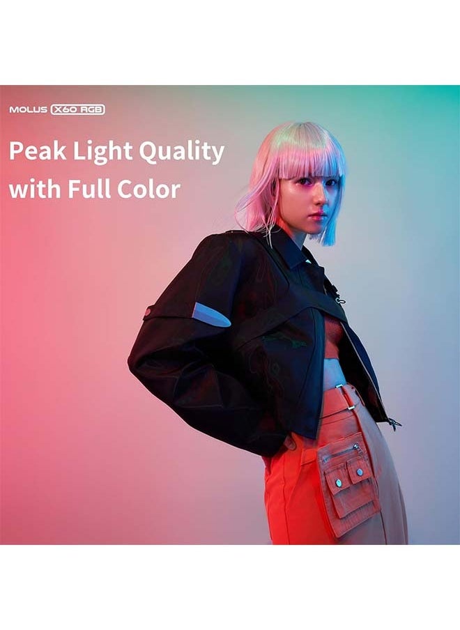 Zhiyun ZHIYUN Molus X60 [Official] 60W RGB Video Light with Grip Battery, Portable COB Photography Lighting, APP Control •CRI 95• TLCI 98• 15 Scenes for Video Recording/Portrait Shooting/TVC (Combo Package)  - Image 3