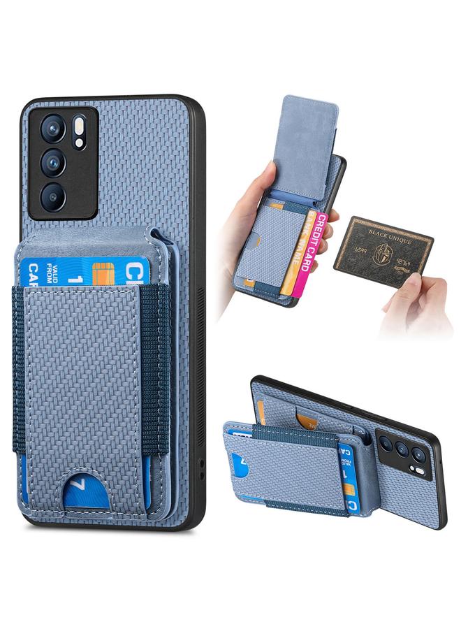 S-TOP Case For OPPO Reno6 5G Carbon Fiber Vertical Flip Wallet Stand Phone Case - Image 1
