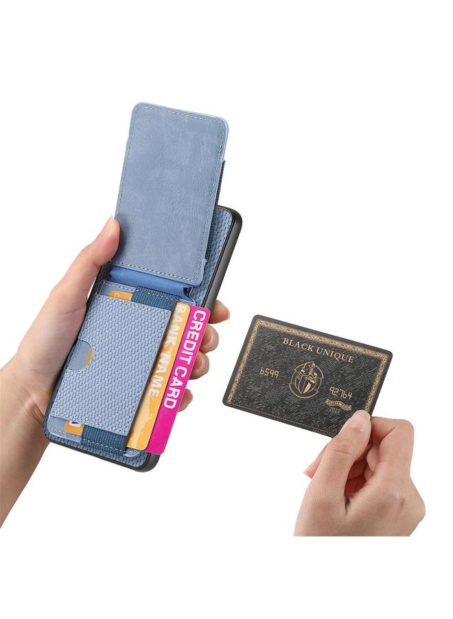 S-TOP Case For OPPO Reno6 5G Carbon Fiber Vertical Flip Wallet Stand Phone Case - Image 4