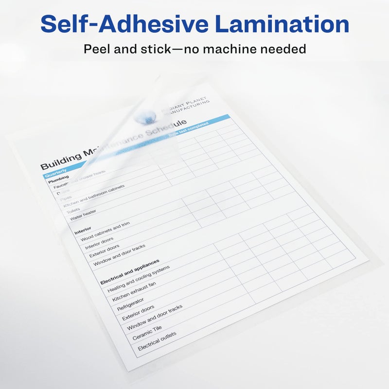 Avery 73601 Self-Adhesive Laminating Sheets, 9 x 12 Inch, Permanent Adhesive, 50 Clear Laminating Sheets - Image 2