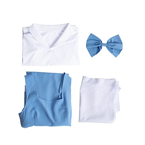 Aiugko Women Blue Dress Beauty Belle Costume Girls Princess Halloween Christmas Fancy Dressing up suit (Blue, Large) - Image 5
