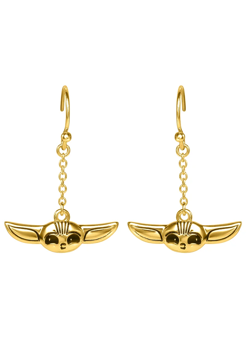 ديزني Star Wars The Mandalorian Child Gold Silver Plated Brass Dangle Earrings EF00744YL.PH