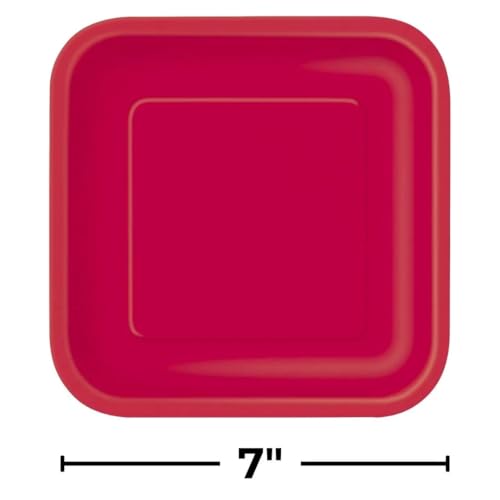 Unique Party Ruby Red Square Dessert Plates - 7" (Pack Of 16) - Premium Quality Paper - Perfect For Parties & Events - Image 2