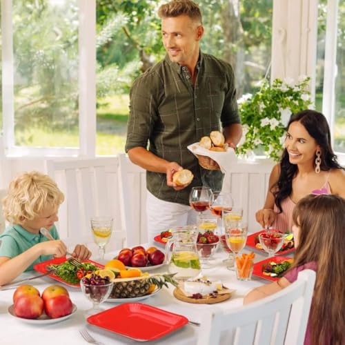 Unique Party Ruby Red Square Dessert Plates - 7" (Pack Of 16) - Premium Quality Paper - Perfect For Parties & Events - Image 5