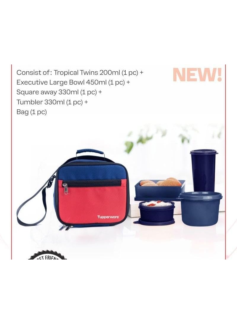Tupperware Tupperware Plastic Lunch Box Set with Bag, 5-Pieces, Multicolor (SHBMTPR013)  - Image 2