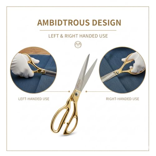 Mario Scissors for Sewing-Tailoring 10.5 inches- Gold Sharp Cloth Cutting Scissors, Comfortable Grip, Easy to Handel - Stainless Steel Blade Scissors - MS 38 - Image 4