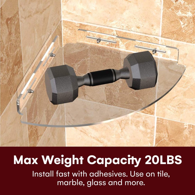 Vdomus Acrylic Bathroom Shelves  No Drilling  Adhesive Transparent Floating Corner Shelf  Shower Storage Organizer for Tile Walls  Bathroom  2 Pack - Image 3