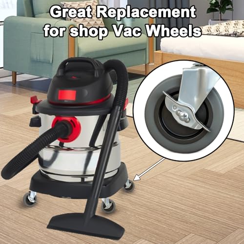 AAGUT 4 Inches Stem Caster Wheels,7/16-Inch Stem Diameter Rubber Casters Set of 4 with Side Brake,Heavy Duty TPR Replacement Wheels for Utility Cart Rubbermaid Mop Bucket Shop Vac Weber Grills - 4 Pack - Image 5