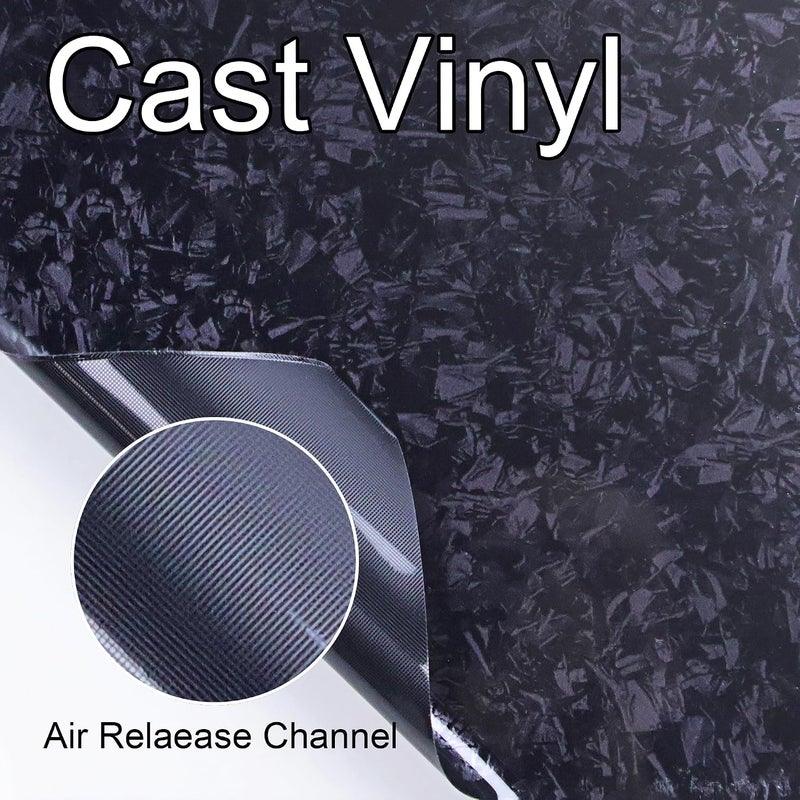 Lypumso غلاف فينيل من ألياف الكربون المطروق من ليبومسو، حجر مكسر لامع لتغليف السيارات، فيلم فينيل سهل التركيب بتقنية إطلاق الهواء، ورقة ملصق سيارة ذاتية اللصق (أسود، 1 قدم × 5 أقدام) - Image 5