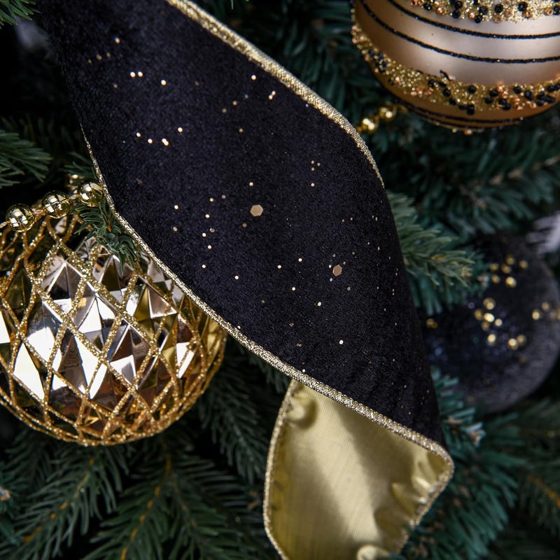 BUVANE Christmas Tree Topper,48x13 Inches Velvet Toppers Bow,Large Decorative Bows for Christmas Decoration (Black) - Image 4