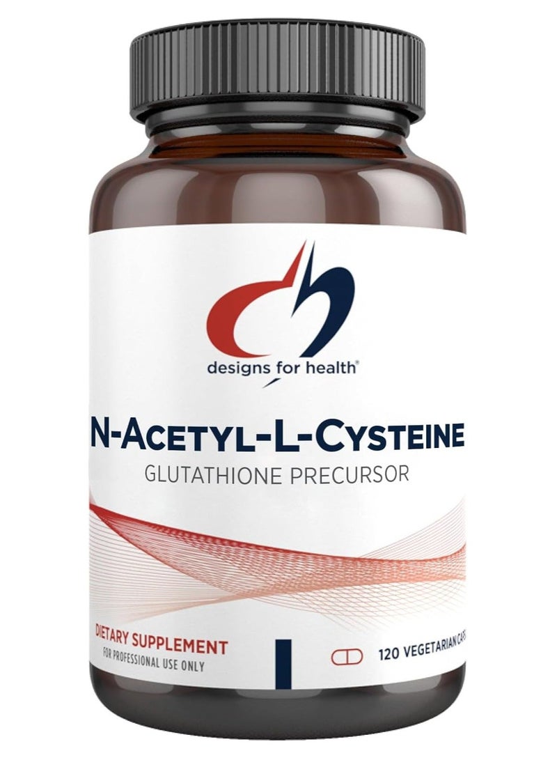 designs for health NAC N-Acetyl-L-Cysteine For Glutathione Synthesis And Detoxification, Liver/Detoxification | Liver | Lung | Antioxidant Status | Professional Use Only, Dietary Supplement 120 Vegetarian Capsules - Image 1
