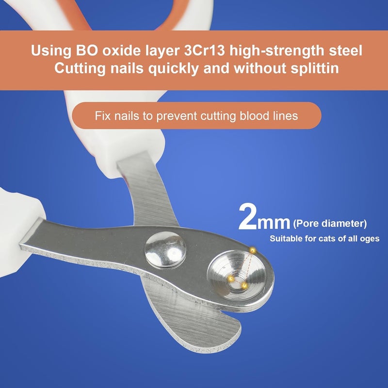 Vesslam LUNAMY Cat Nail Clippers with Circular Cut Hole -Avoid Over Cutting Pet Nail Clippers -Sharp Angled Blade Professional paw Trimmer Set for Novice pet Families (Orange) - Image 5