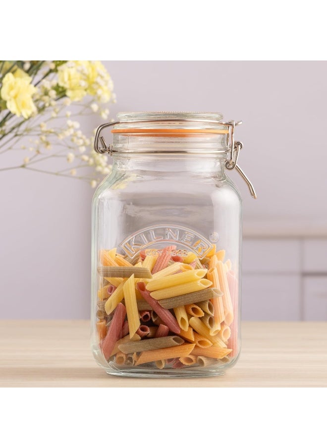 Kilner Kilner Square Glass Clip Top Preservation Storage Jar, 2 L  - Image 2
