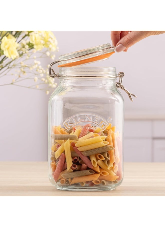 Kilner Kilner Square Glass Clip Top Preservation Storage Jar, 2 L  - Image 3