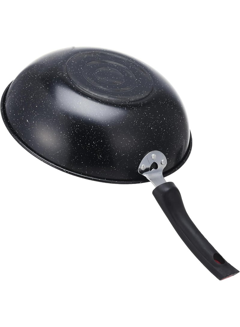 طاسة ووك جرانيت غير لاصقة مقاس 32 سم بمقبض مريح – مناسبة للقلي والتشويح - Image 2