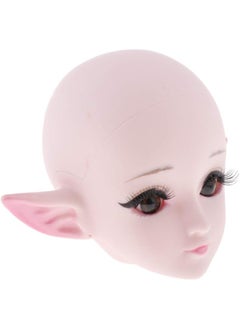 1/3 BJD Head Face Mold with Elf Ear, Doll Replacement Body Parts, Make Up Eyes Eyelash Extensions, for Hair Styling Cosmetology - Brown Eyes