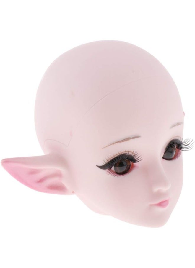 silvercnc - 1/3 BJD Head Face Mold with Elf Ear, Doll Replacement Body Parts, Make Up Eyes Eyelash Extensions, for Hair Styling Cosmetology - Brown Eyes - Image 1