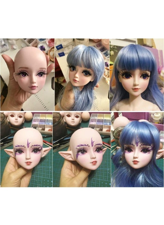 silvercnc - 1/3 BJD Head Face Mold with Elf Ear, Doll Replacement Body Parts, Make Up Eyes Eyelash Extensions, for Hair Styling Cosmetology - Brown Eyes - Image 1