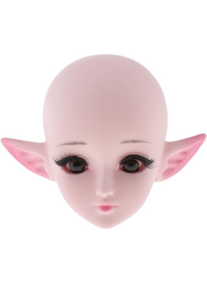 silvercnc - 1/3 BJD Head Face Mold with Elf Ear, Doll Replacement Body Parts, Make Up Eyes Eyelash Extensions, for Hair Styling Cosmetology - Brown Eyes - Image 1