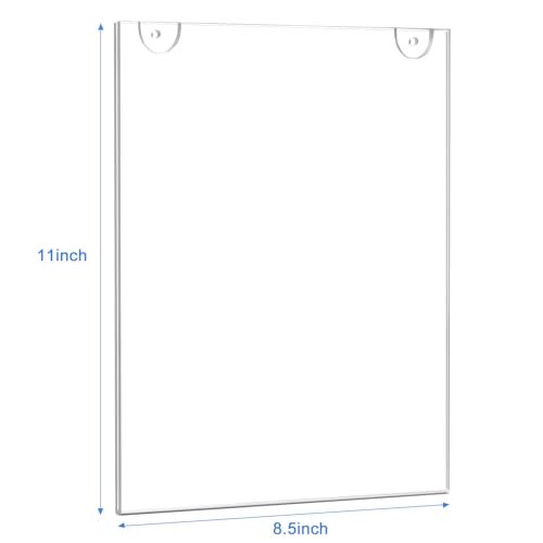 Ludery Acrylic Sign Holder 8.5 x 11 Vertical, Wall Mount Document Holder, Clear Plastic Picture Frame with Tape Adhesive and Screws for Office, Home, Store, Restaurant - 6 Pack - Image 2