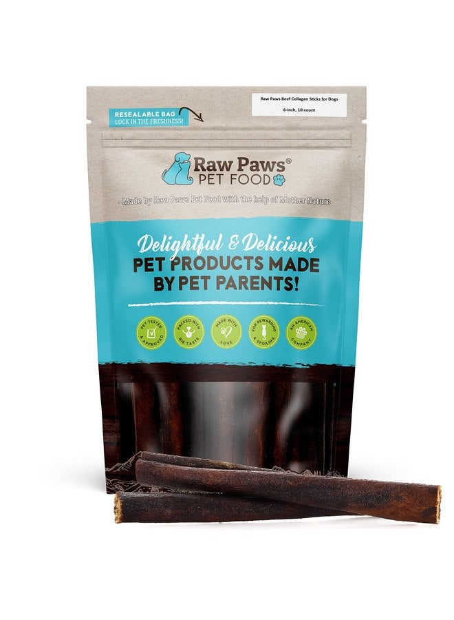 Raw Paws Beef Collagen Sticks for Dogs, 6 inch, 10-ct - Packed in USA - Natural Collagen for Dogs - Dog Chews for Aggressive Chewers & Large Dogs - Collagen Bones for Dogs, Dog Collagen Chews for Dogs - Image 1