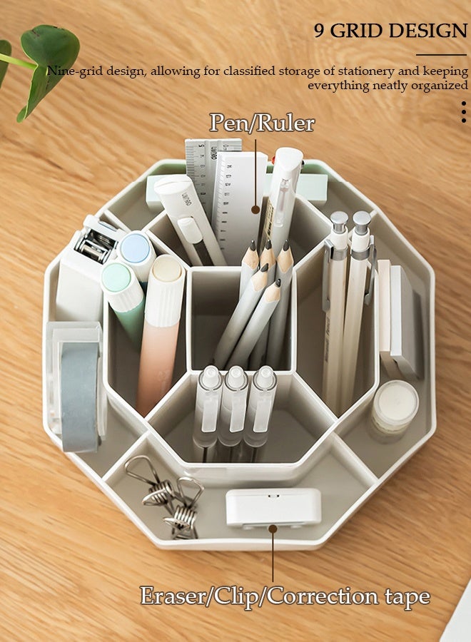 DUNISO Rotatable Pen Holder 9 Slots Office Desk Organizer Pen Cosmetic Brush Holder Multi-Functional Pencil Cups Desktop Stationary Makeup Organizer Storage for Office School Home - Image 5