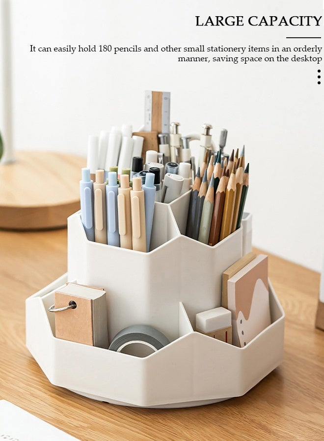 DUNISO Rotatable Pen Holder 9 Slots Office Desk Organizer Pen Cosmetic Brush Holder Multi-Functional Pencil Cups Desktop Stationary Makeup Organizer Storage for Office School Home - Image 3