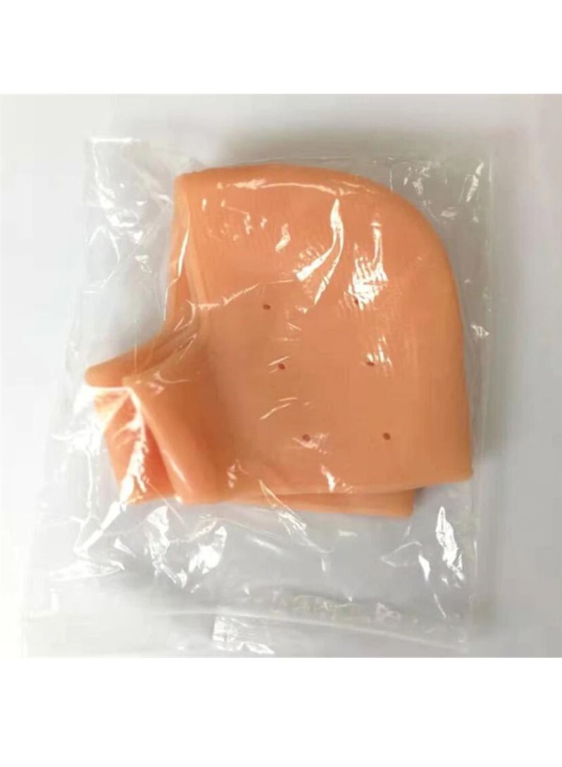 DubaiGallery 2pcs Silicone Gel Heel Guard Support Spur Cracked Heels Protectors Pain Relief Beige Color - Image 4