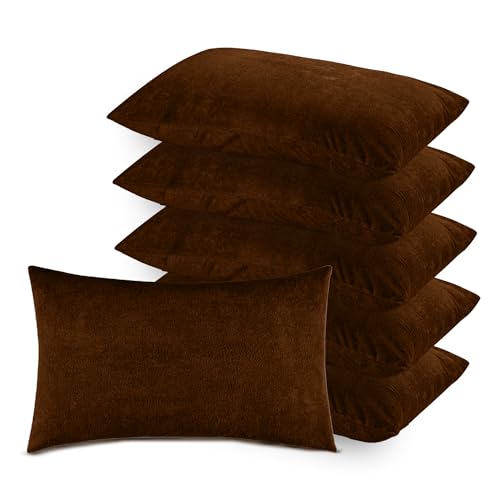 GADDA CO Waterproof Pillow Protector Pack of 6, Pillow Protector Cover with Zipper Closure, Ultra Soft Terry Cotton Feel, Dustproof & Breathable, Pillow Covers - Standard Size 18 x 28 Inches, Coffee - Image 1