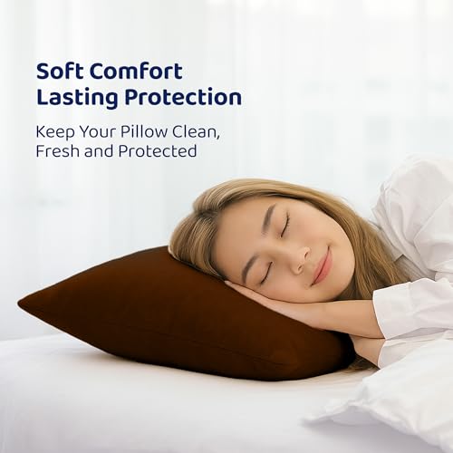 GADDA CO Waterproof Pillow Protector Pack of 6, Pillow Protector Cover with Zipper Closure, Ultra Soft Terry Cotton Feel, Dustproof & Breathable, Pillow Covers - Standard Size 18 x 28 Inches, Coffee - Image 5