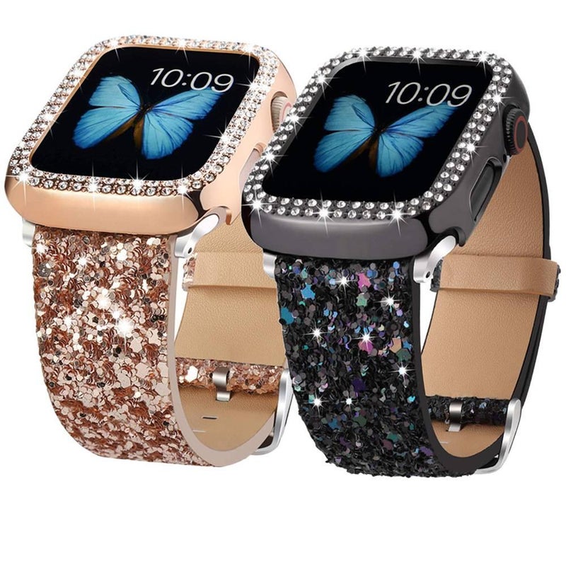 AD Silver Classic Leather Strap Smartwatch Band Compatible with Apple Watch Ultra with Adjustable Fit Replacement Strap for Daily Wear - Image 2