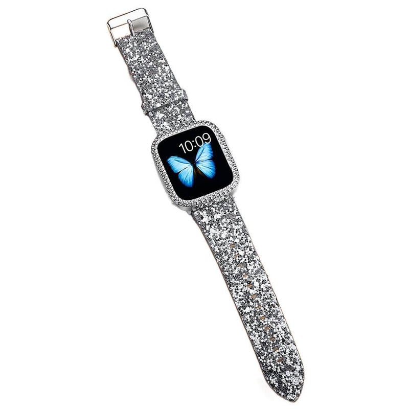 AD Silver Classic Leather Strap Smartwatch Band Compatible with Apple Watch Ultra with Adjustable Fit Replacement Strap for Daily Wear - Image 4