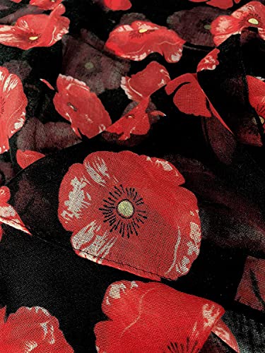 GERINLY Red Poppy Print Black Scarf Ladies Floral Hijab Head Wrap for Veterans Gifts Memorial Accessory - Image 5