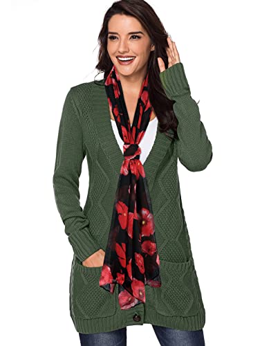 GERINLY Red Poppy Print Black Scarf Ladies Floral Hijab Head Wrap for Veterans Gifts Memorial Accessory - Image 2