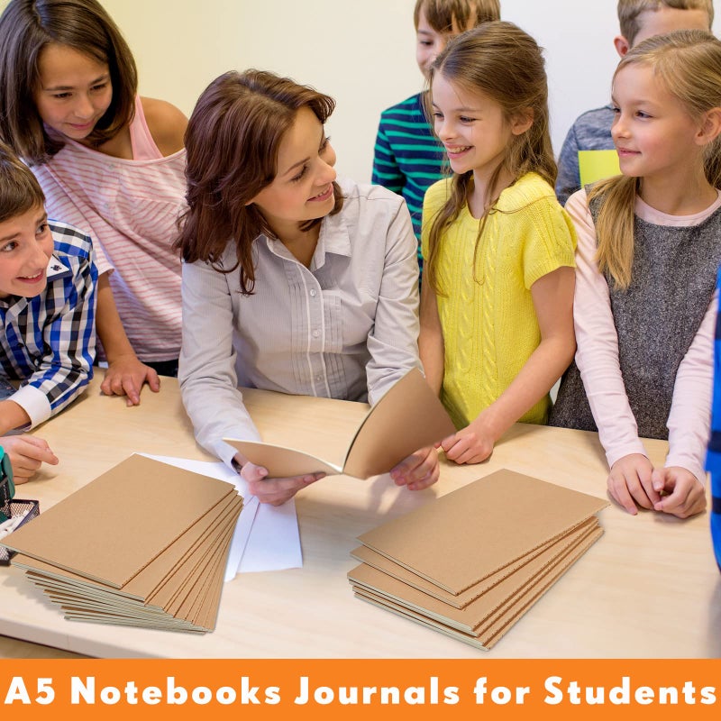 Mimorou 100 Pcs Journals Notebooks Bulk - Kraft Softcover A5 Small Notebooks 5.5 Inch x 8.3 Inch Notepads with 60 Page 30 Sheet for Writing Sketch Travel Office Supplies(Brown,Lined) - Image 5